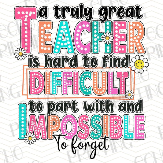 TCHR 334 – GREAT TEACHER DIFFICULT TO PART WITH