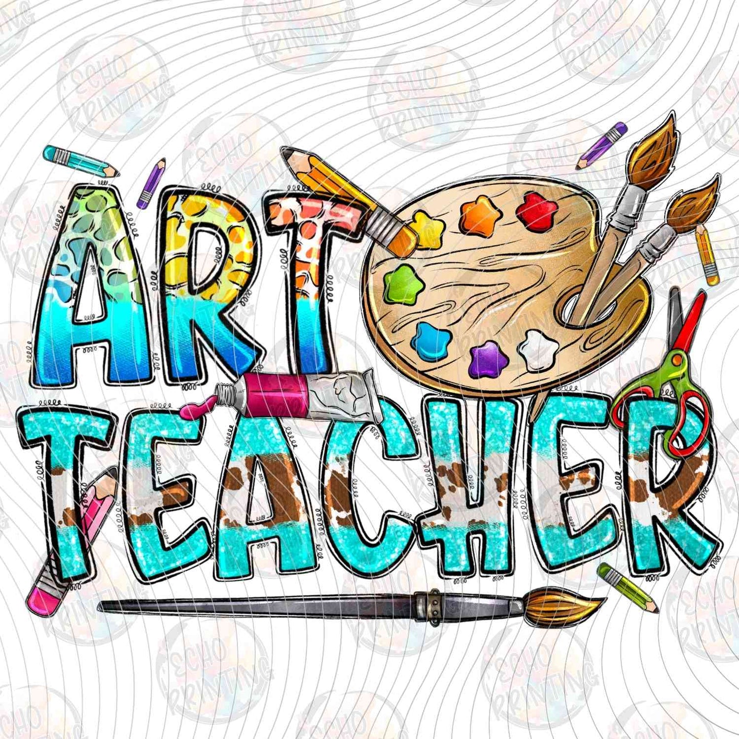 EDCTR 434 - ART TEACHER PAINT PALETTE AND BRUSHES