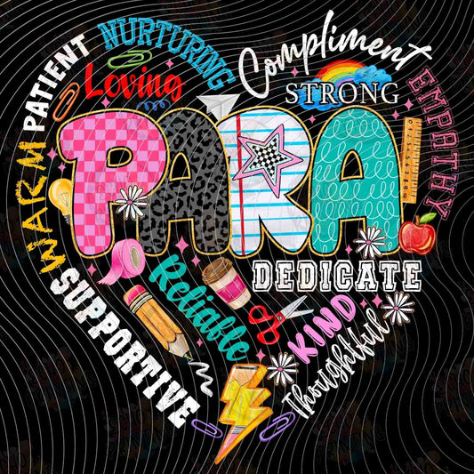 EDCTR 472 - PARA TEACHER HEART TYPOGRAPHY BLACK