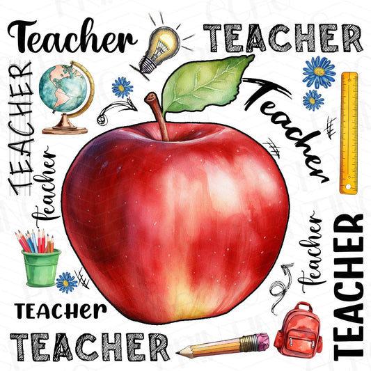 TCHR 48 – APPLE WITH REPEATED TEACHER TEXT