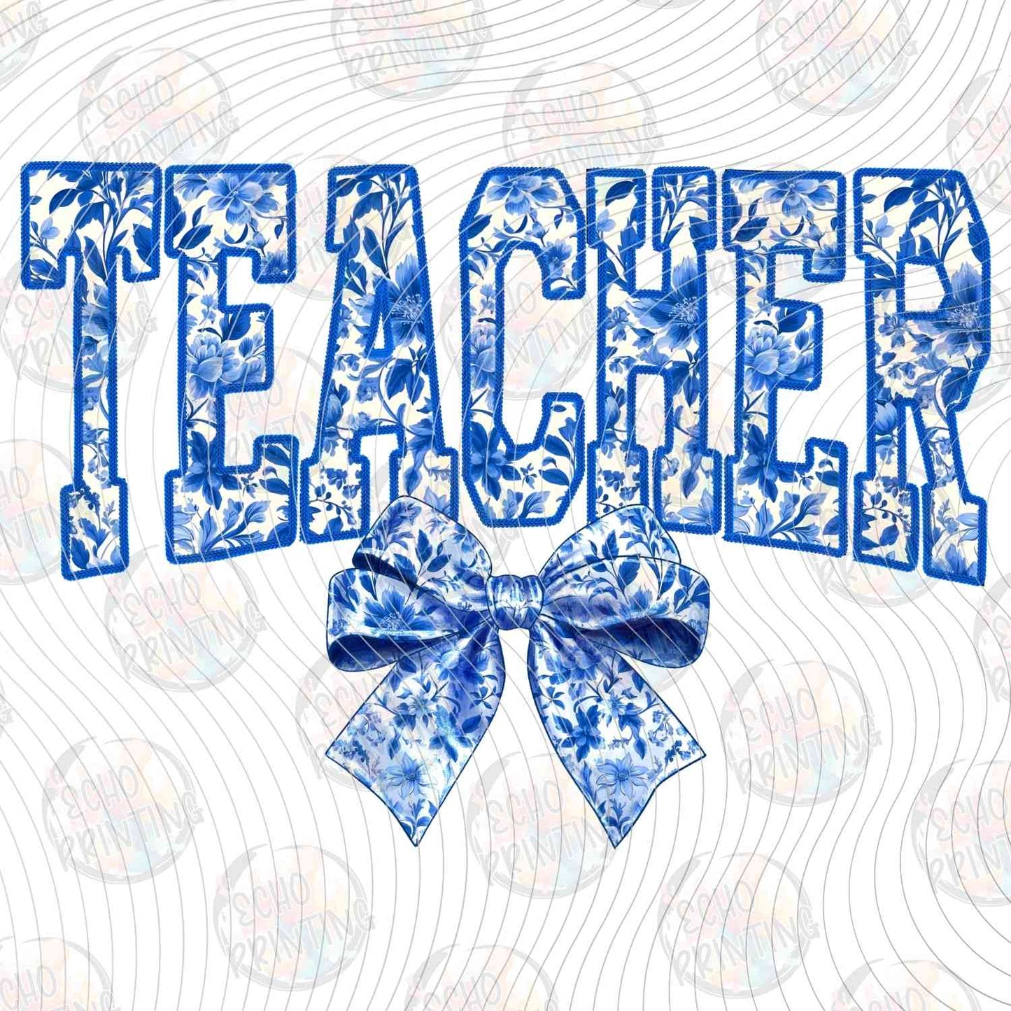 EDCTR 490 - TEACHER BLUE GLITTER WITH BOW