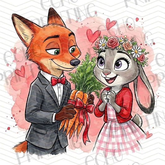 VLTC 221 - FOX AND RABBIT VALENTINE COUPLE