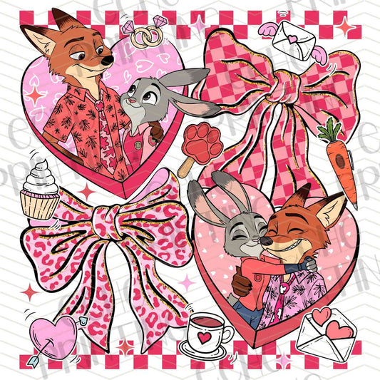 VLTC 222 - HEART BOW ANIMAL VALENTINE ART
