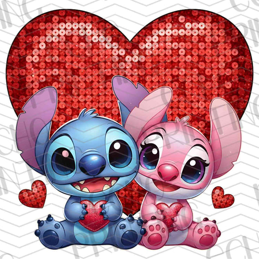 VLTC 54 – BLUE ALIEN COUPLE RED SEQUIN HEART