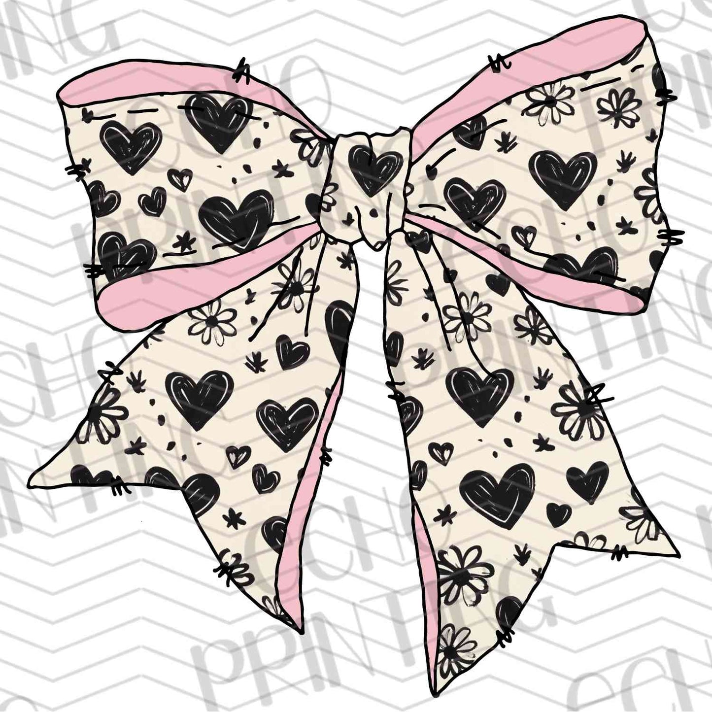 VLTG 306 - WHITE BLACK HEART BOW