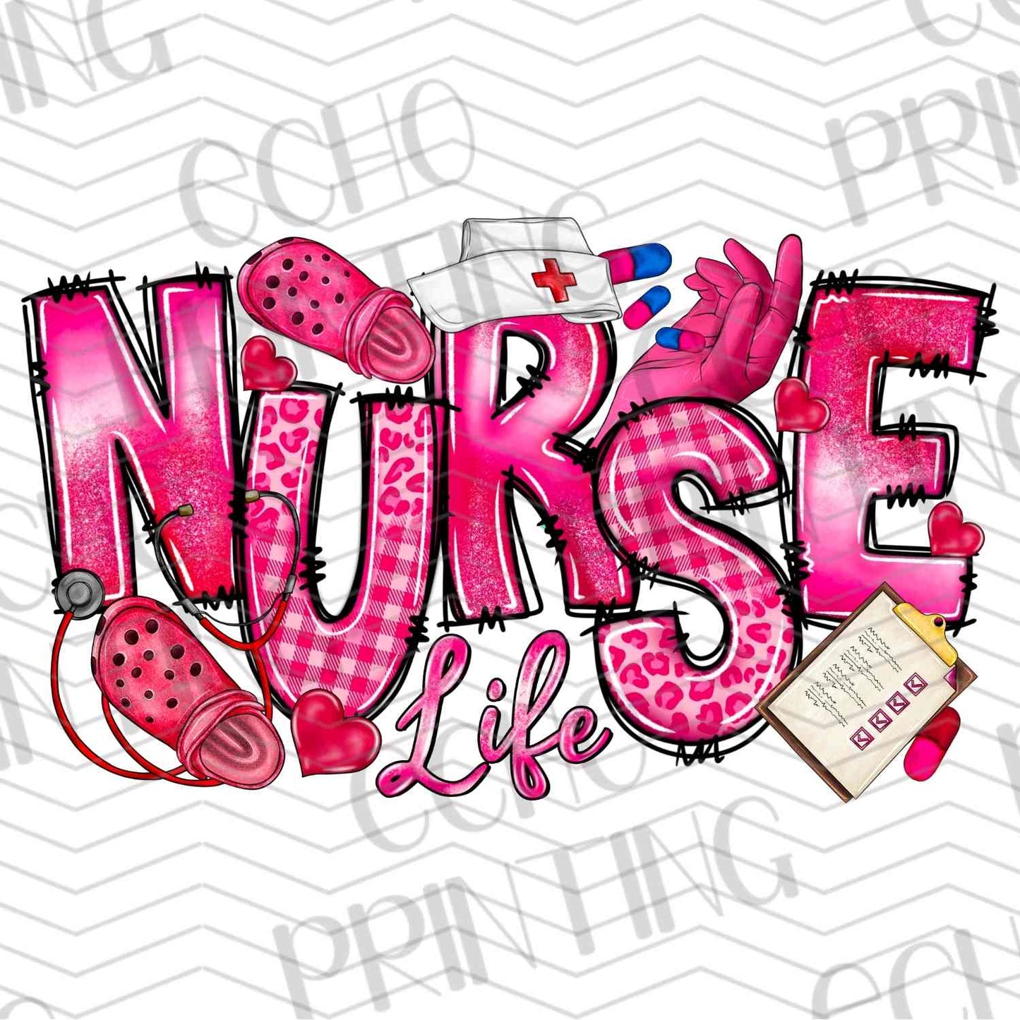 VLTG 465 - NURSE PINK HEARTS