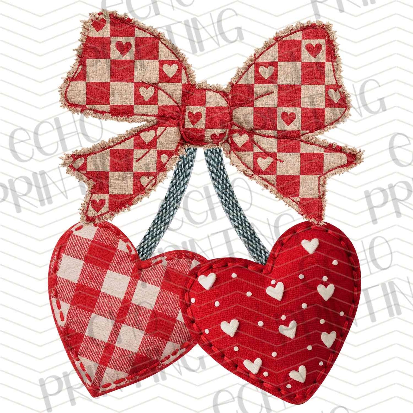 VLTG 768 - RED CHECK HEART BOW