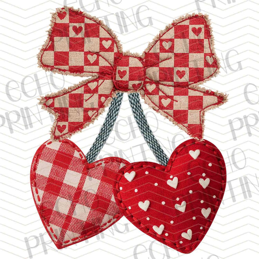 VLTG 768 - RED CHECK HEART BOW