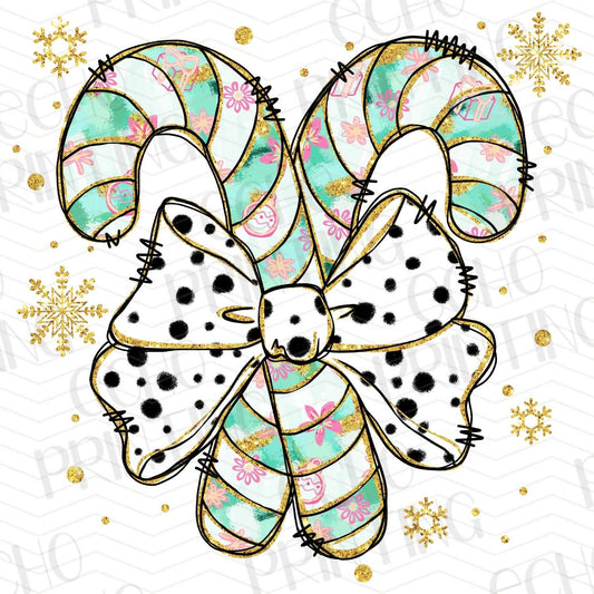 WNXM 14 – CANDY CANE BOW WITH SNOWFLAKE ACCENTS