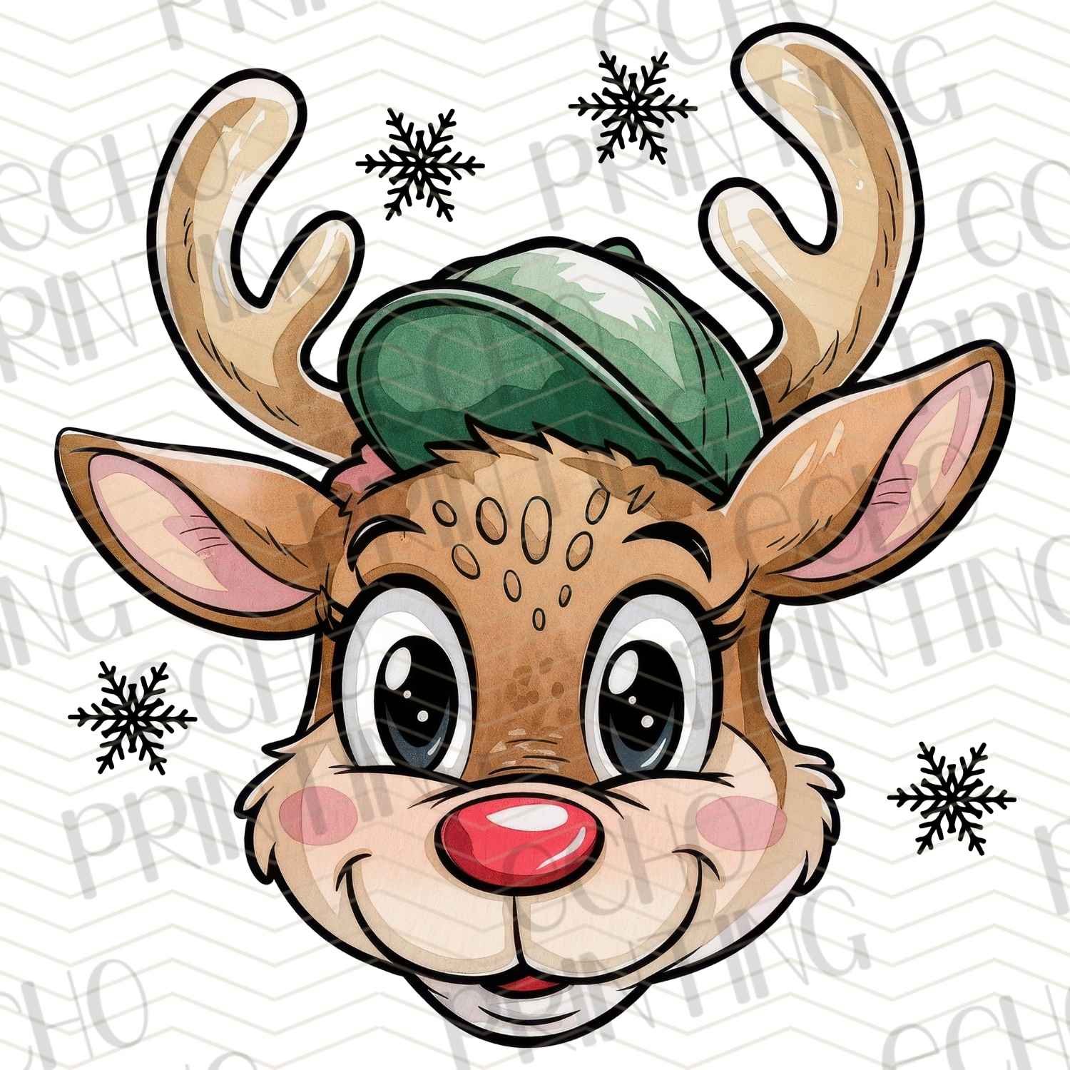 WNXM 171 – CUTE RUDOLPH FACE WITH SNOW – ECHO PRINTING