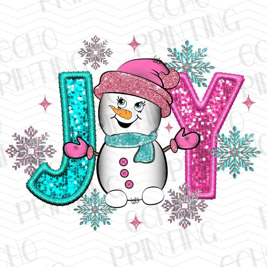 WNXM 20 – JOY SNOWMAN LETTER ART IN PINK AND BLUE