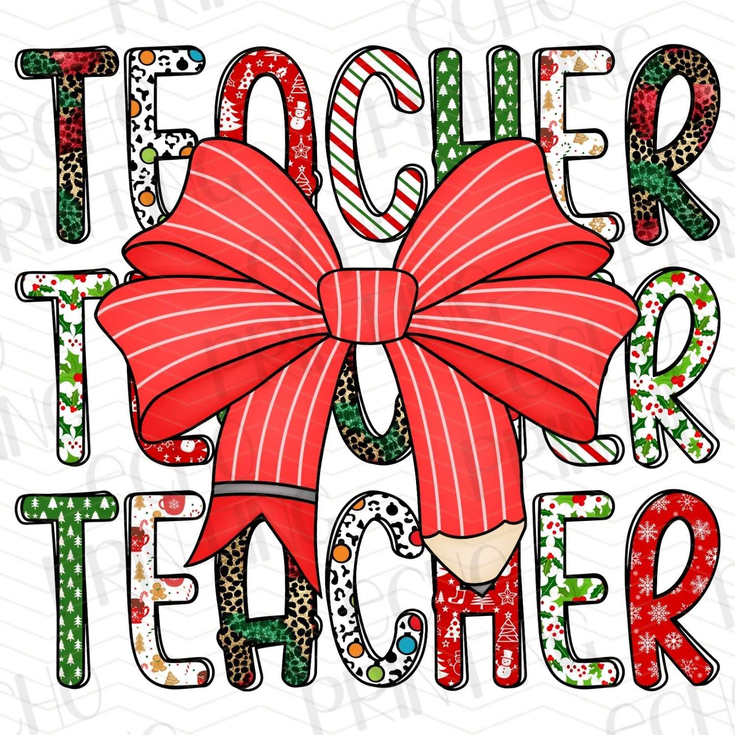 WNXM 30 – CHRISTMAS TEACHER DESIGN WITH RED GIFT BOW