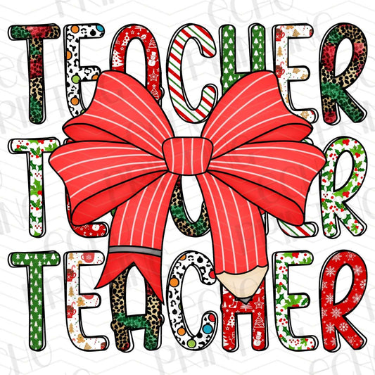 WNXM 30 – CHRISTMAS TEACHER DESIGN WITH RED GIFT BOW