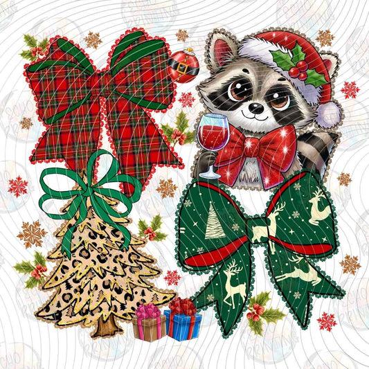 WNXM 3133 - CHRISTMAS RACCOON BOW