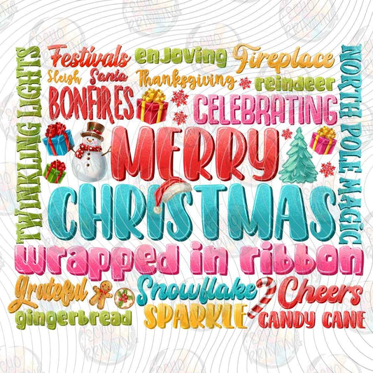 WNXM 3318 - MERRY CHRISTMAS WORD COLLAGE