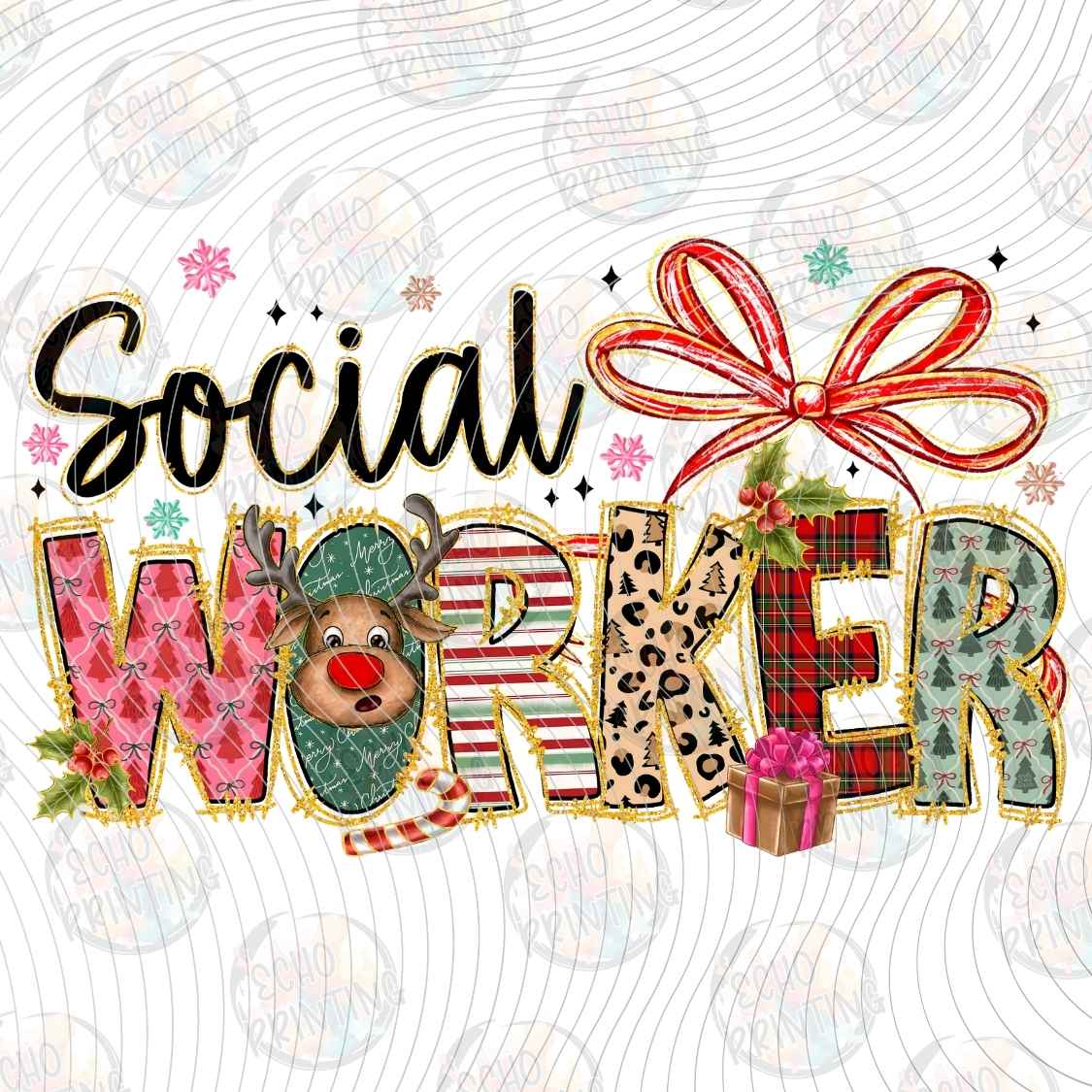 WNXM 3445 - SOCIAL WORKER CHRISTMAS BOW