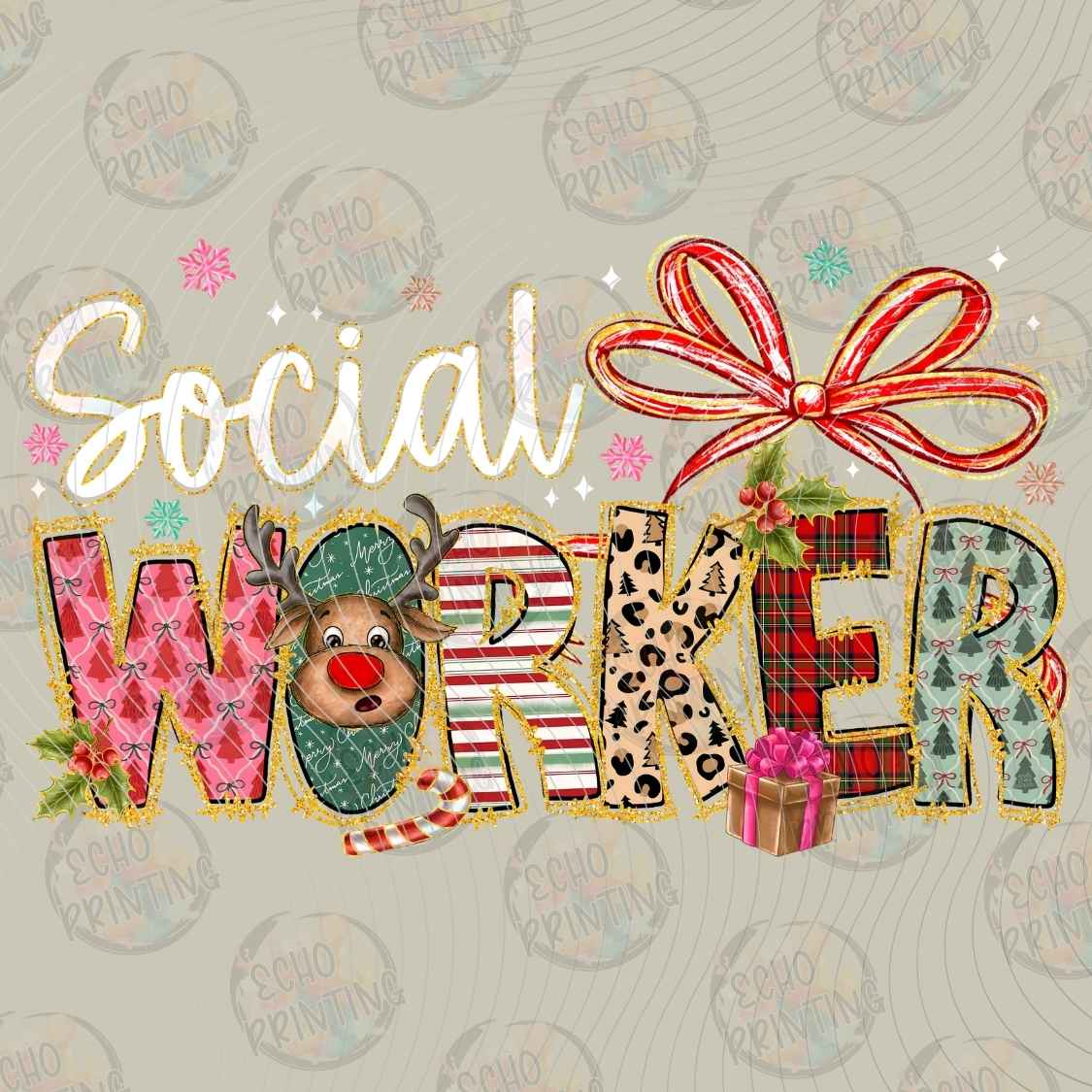WNXM 3446 - SOCIAL WORKER CHRISTMAS BOW