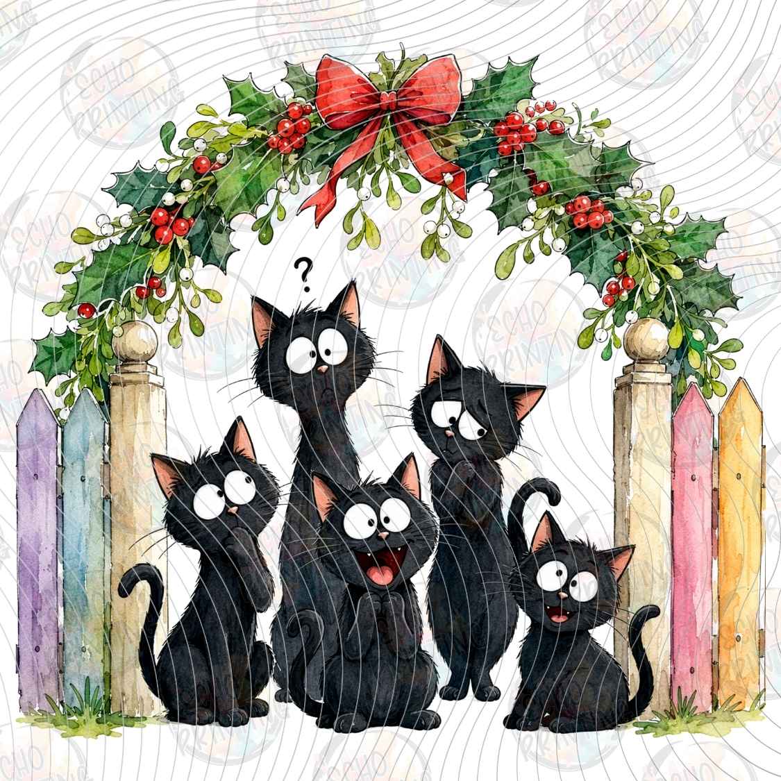 WNXM 3596 - BLACK CAT CHRISTMAS WREATH