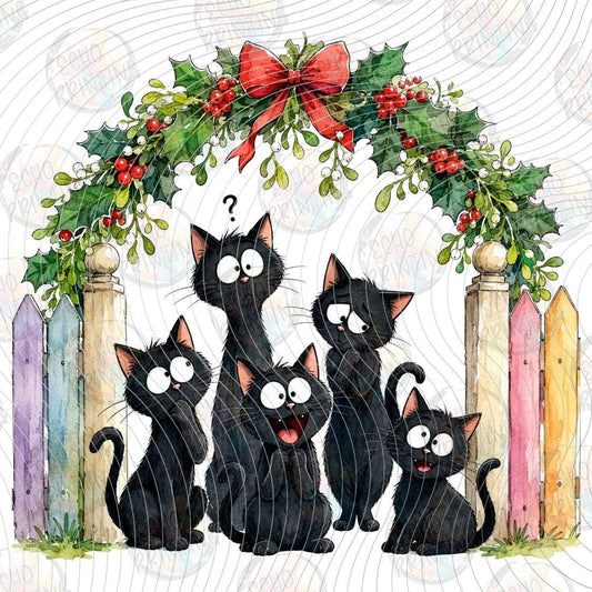 WNXM 3596 - BLACK CAT CHRISTMAS WREATH