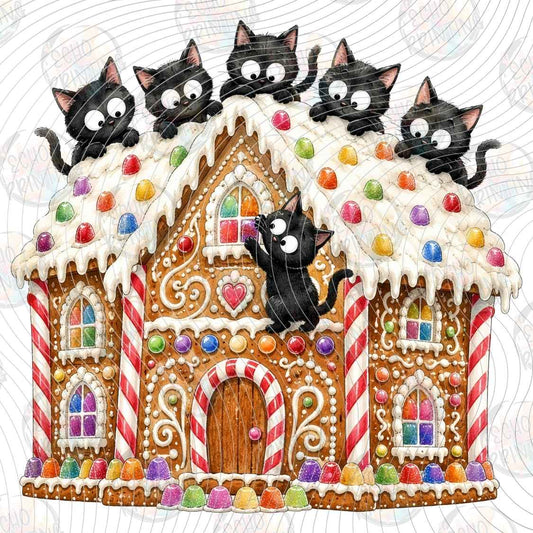 WNXM 3598 - GINGERBREAD BLACK CAT HOUSE