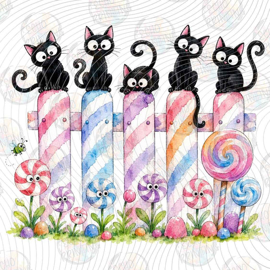 WNXM 3605 - BLACK CAT CANDY CANE GARDEN