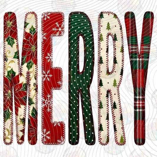 WNXM 3675 - MERRY CHRISTMAS PLAID LETTERING