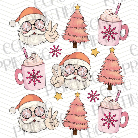WNXM 407 - PINK CHRISTMAS ICONS SANTA TREE GINGERBREAD