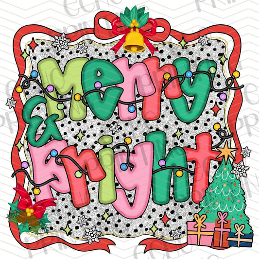 WNXM 417 - MERRY AND BRIGHT POLKA DOT FRAME