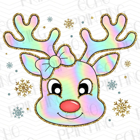 WNXM 42 – PASTEL RAINBOW REINDEER FACE WITH SNOW