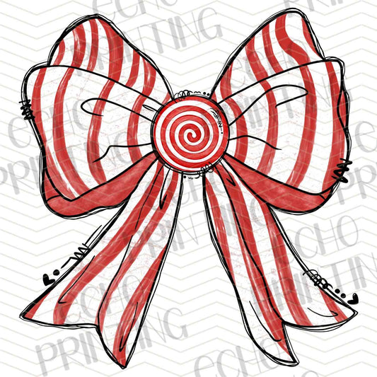 WNXM 468 - RED STRIPED CANDY CANE BOW