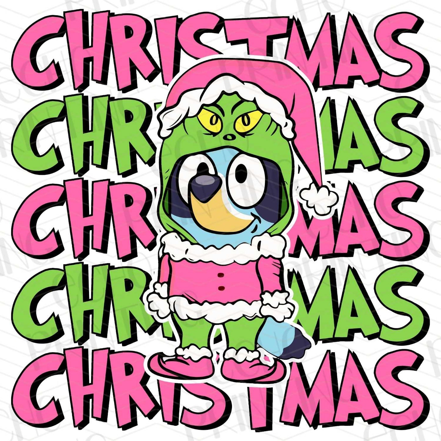 WNXM 47 – CHRISTMAS TEXT STACKED WITH FUNNY GREEN CHARACTER