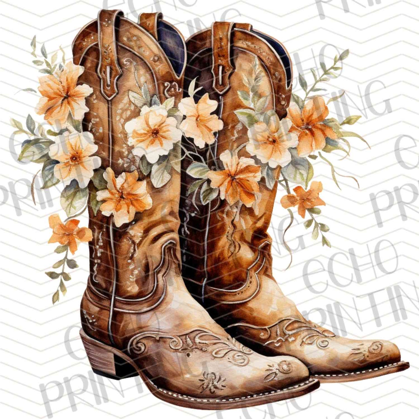 WSTNG 182 - FLORAL COWBOY BOOTS RUST