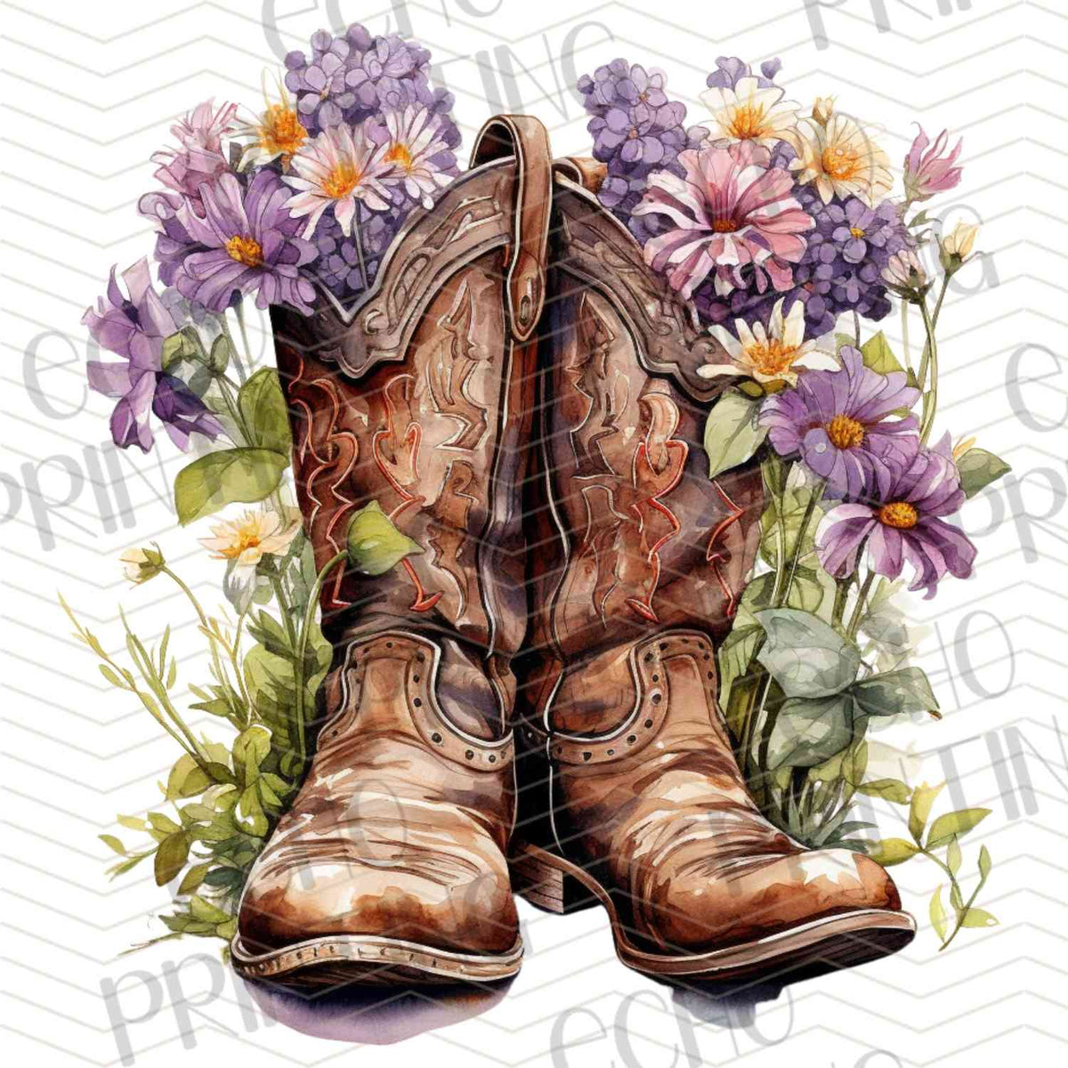 WSTNG 185 - YELLOW FLORAL COWBOY BOOTS