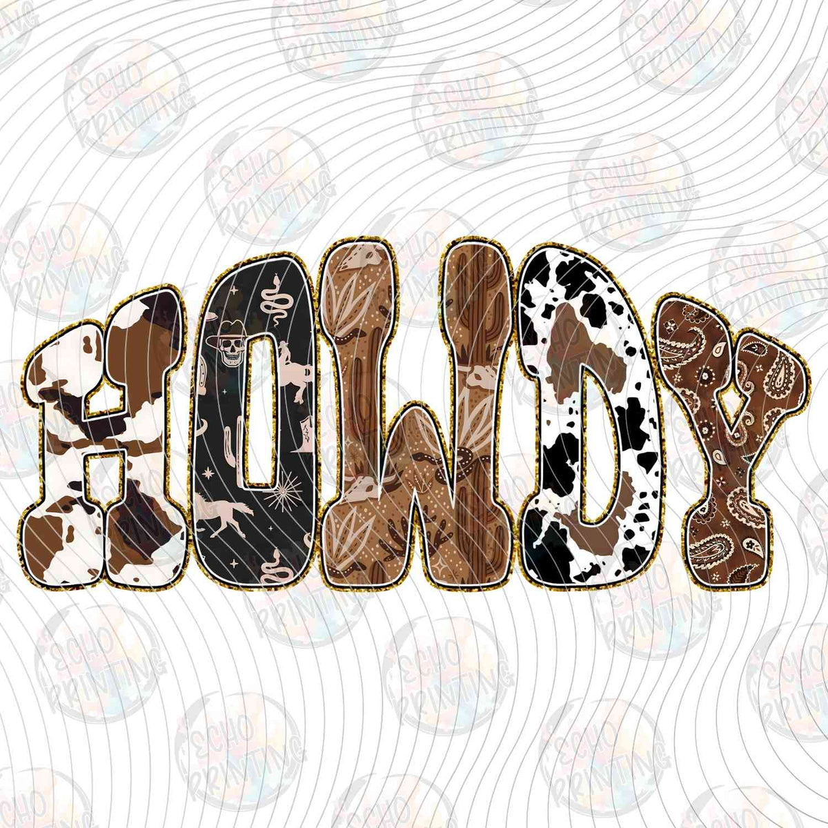 WSTNG 229 - HOWDY LEOPARD AND COWHIDE TEXT