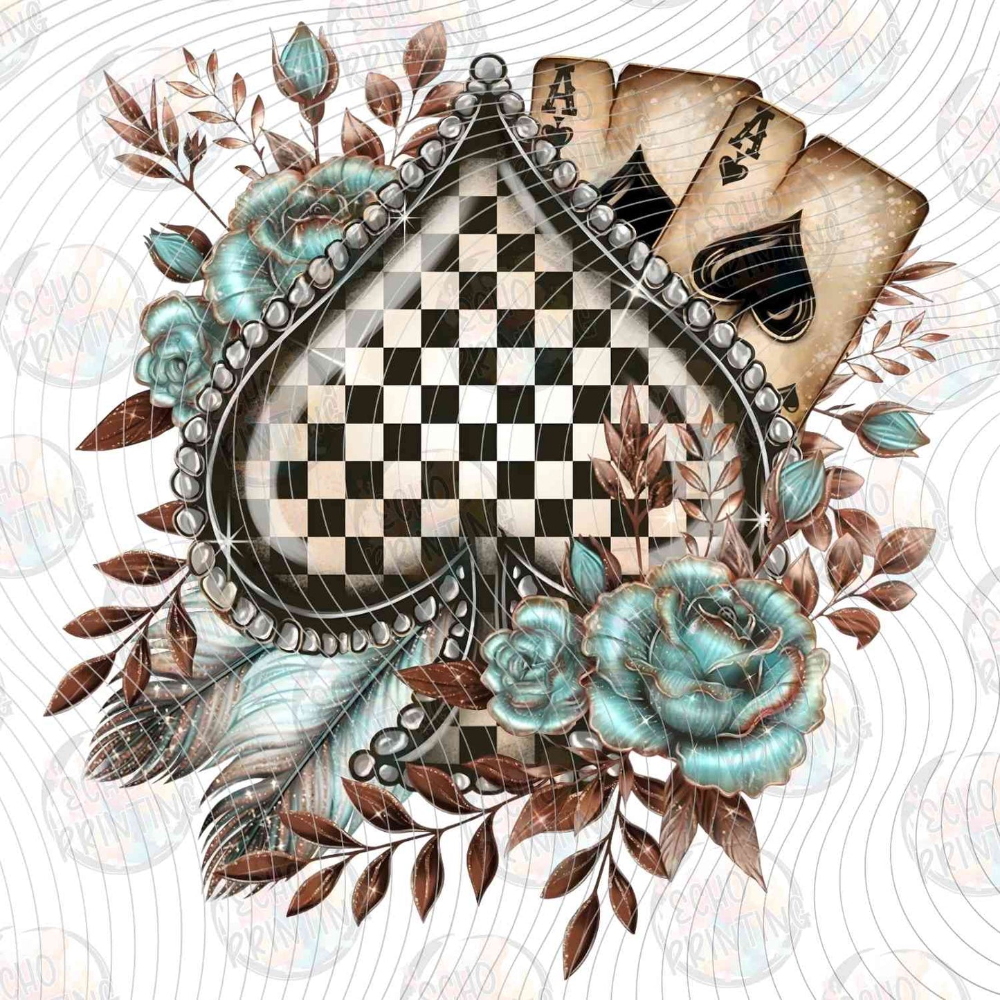 WSTNG 234 - WESTERN COLLAGE WITH ACE OF SPADES AND FLOWERS