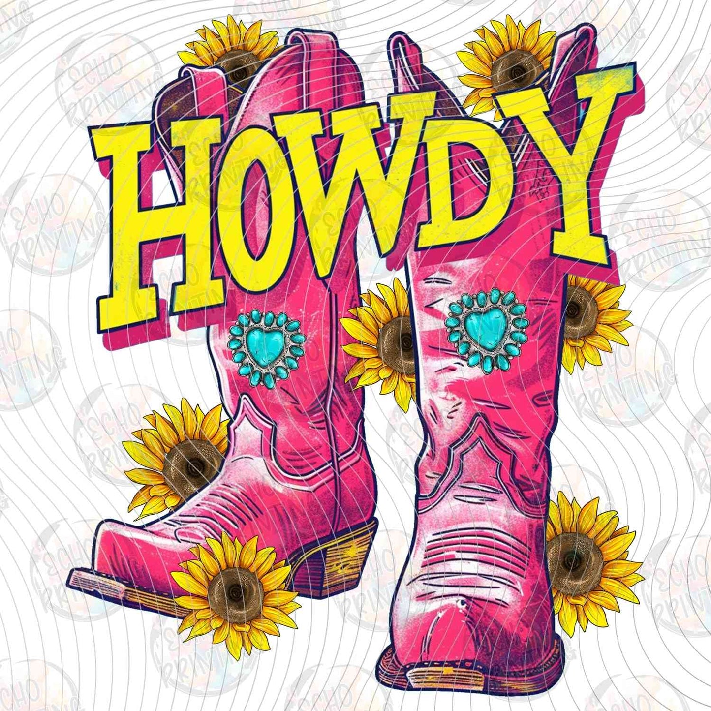 WSTNG 235 - HOWDY COWGIRL BOOTS WITH SUNFLOWERS