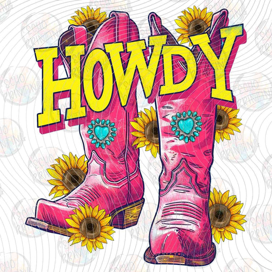 WSTNG 235 - HOWDY COWGIRL BOOTS WITH SUNFLOWERS