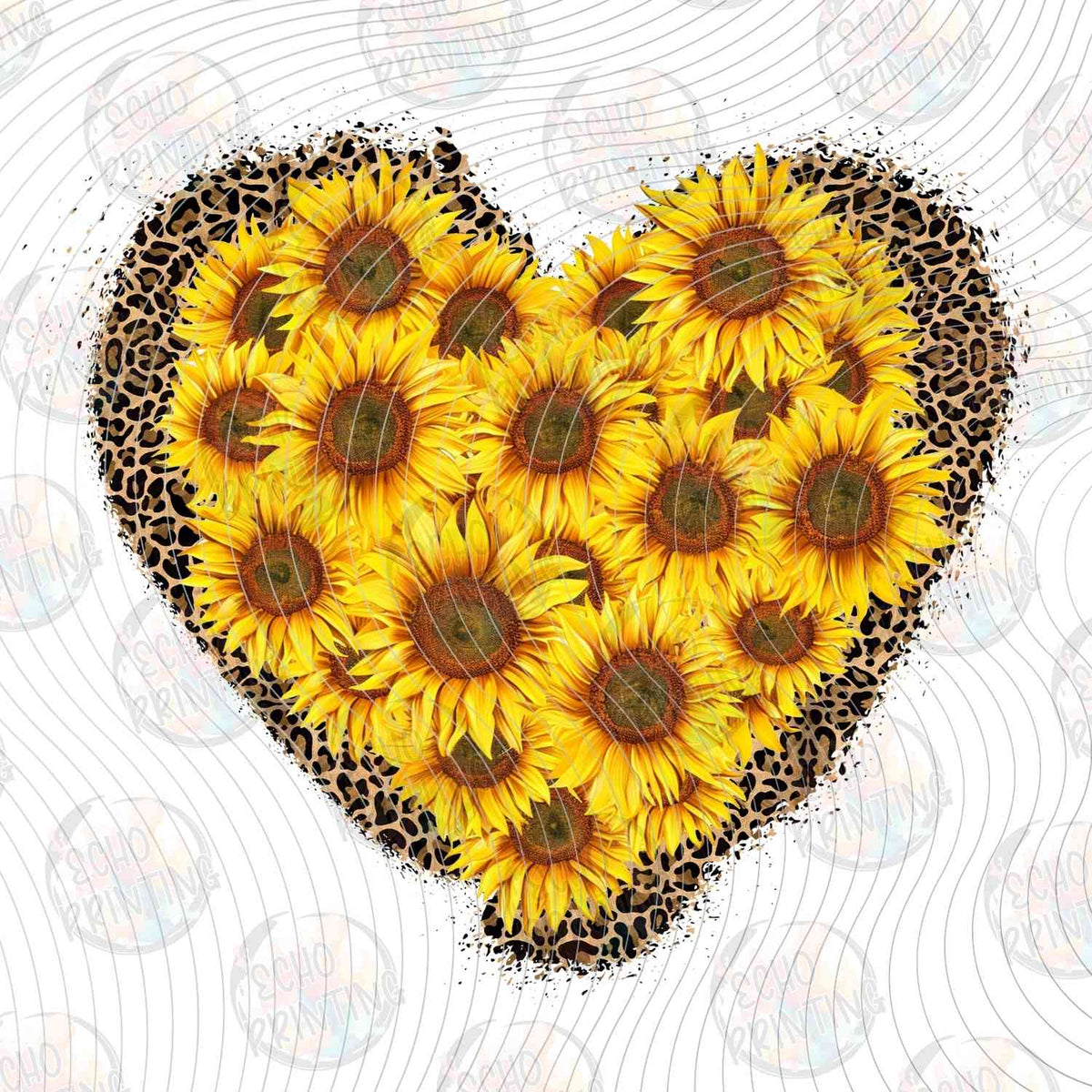 WSTNG 236 - SUNFLOWER HEART WITH LEOPARD PRINT BORDER