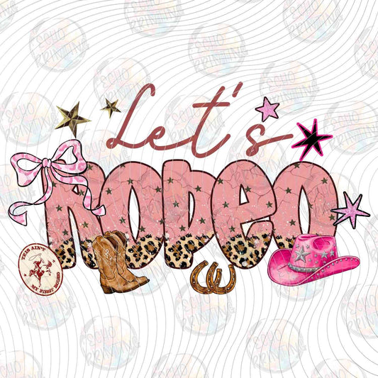 WSTNG 240 - LETS RODEO PINK WESTERN TEXT