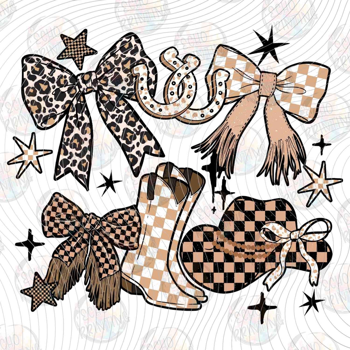 WSTNG 251 - LEOPARD AND CHECKERBOARD WESTERN BOWS