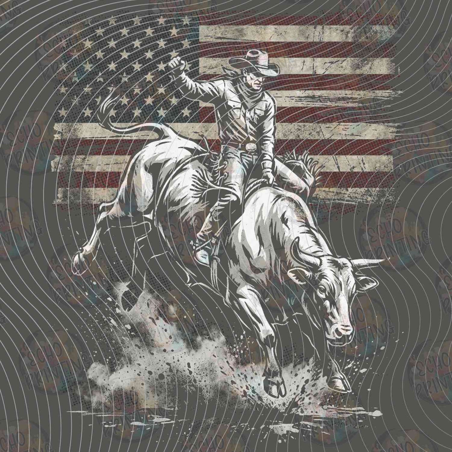 WSTNG 257 - COWBOY ON HORSE AMERICAN FLAG