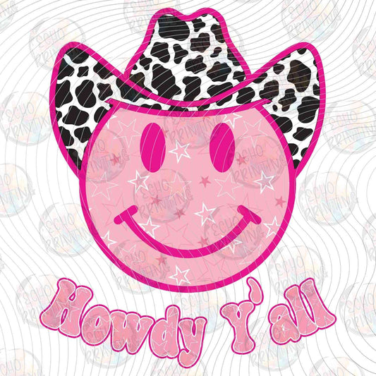 WSTNG 261 - HOWDY YALL PINK SMILEY FACE
