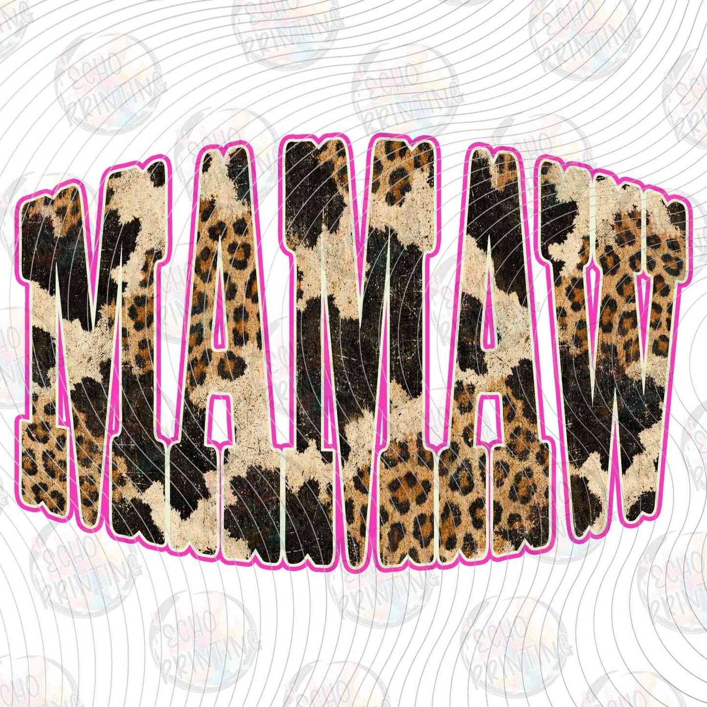WSTNG 281 - MAMA LEOPARD PRINT LETTERS PINK OUTLINE