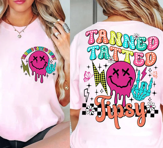 E40658 - Summer Smiley Face Tanned Tatted and Tipsy